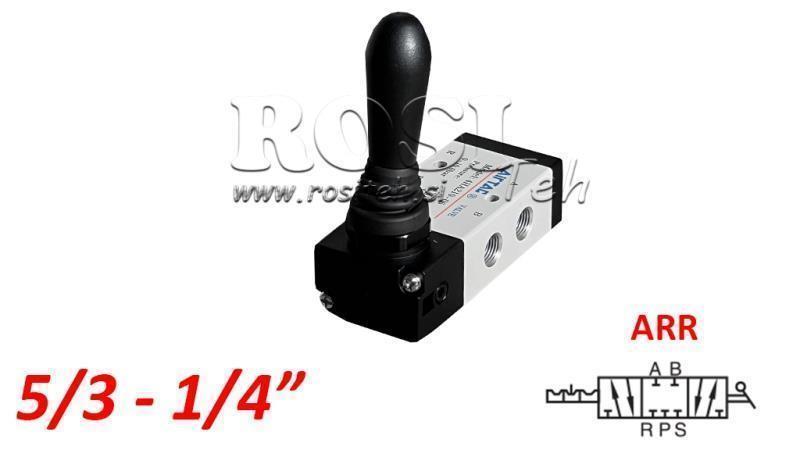 PNEUMATYCZNY ZAWÓR RĘCZNY 5/3 1/4 PRT-0852-ARR Z POWROTEM RĘCZNYM