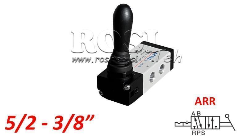 PNEUMATYCZNY ZAWÓR RĘCZNY 5/2 3/8 PRT-0852-ARR Z POWROTEM RĘCZNYM