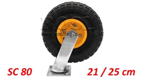 KOŁO PNEUMATYCZNE 21/25cm Z OBROTOWĄ PODSTAWĄ SC80