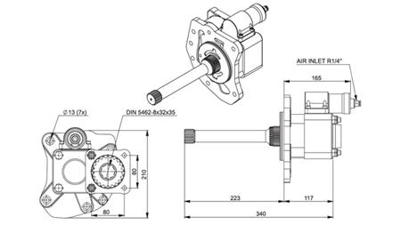 Wymiary NAPĘDU POMPY HYDRAULICZNEJ - MERCEDES AXOR 2
