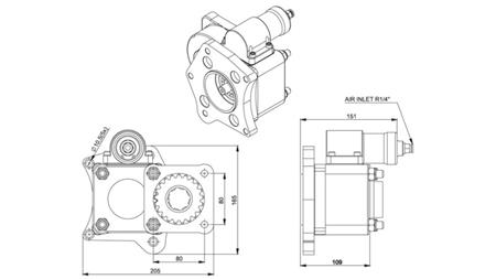 Wymiary WYJŚCIA DLA POMPY HYDRAULICZNEJ - MERCEDES 352-2