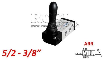 PNEUMATYCZNY ZAWÓR RĘCZNY 5/2 3/8 PRT-0852-ARR Z POWROTEM RĘCZNYM