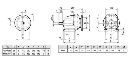 ERC04 REDUKTOR DO SILNIKA ELEKTRYCZNEGO MS100 (2.2-3-4kW) PRZEWÓD 25:1