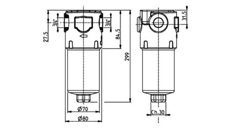FILTR CIŚNIENIA HYDRAULICZNEGO IKRON 3/4 - 10u - 110LIT - 310bar